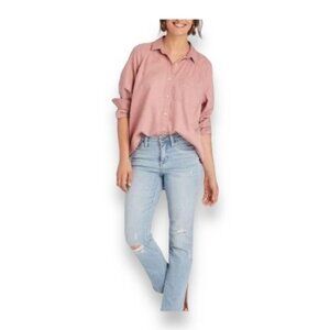 Universal Thread Women’s Long Sleeve Button Down Shirt, Blush, size L